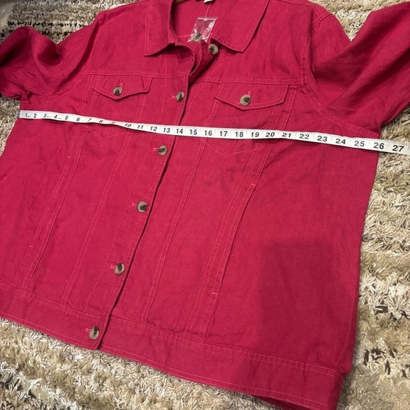 NWOT Coldwater Creek 2X Linen Jacket Denim Style Pink Button Front - Picture 10 of 12